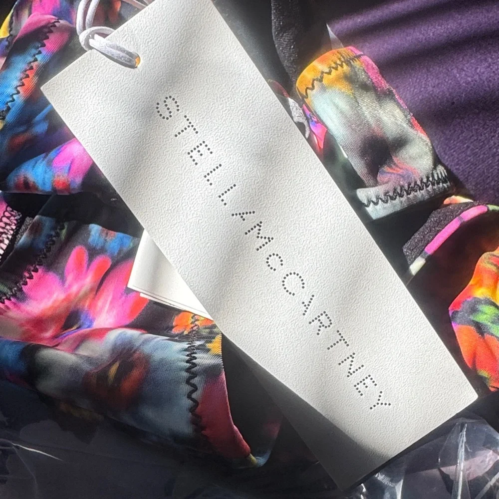 Stella McCartney Multicolor Floral Bikini Top - Black Base with Bright Flowers